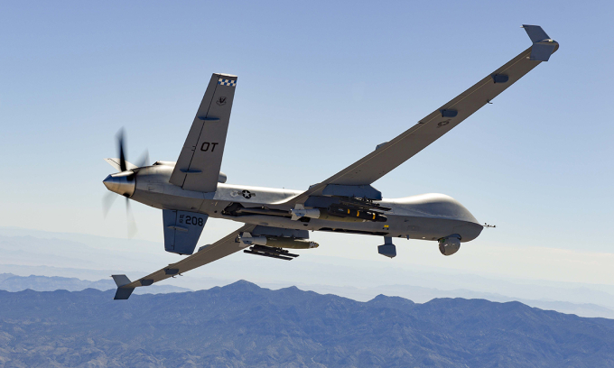 UAV MQ-9 của không quân Mỹ trong buổi thử nghiệm tháng 8/2023 ở bang Nevada.