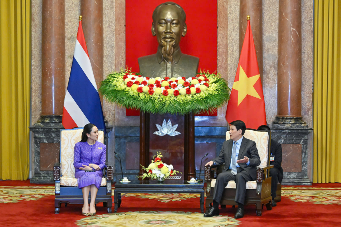 Chủ tịch nước Lương Cường tiếp Thủ tướng Thái Lan Paetongtarn Shinawatra ngày 16/5 tại Phủ Chủ tịch. Ảnh: Giang Huy
