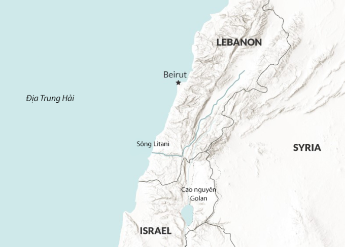 Vị trí biên giới Israel và Lebanon. Đồ họa: RANE