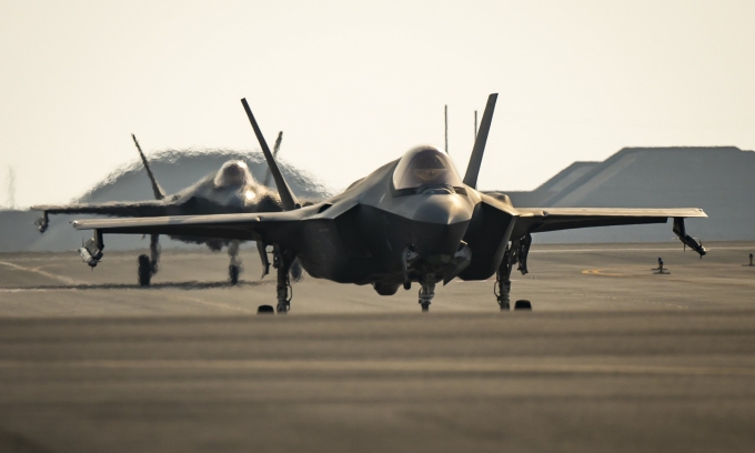 Biên đội F-35A Mỹ tại căn cứ Al Udeid ở Qatar hồi năm 2020. Ảnh: USAF