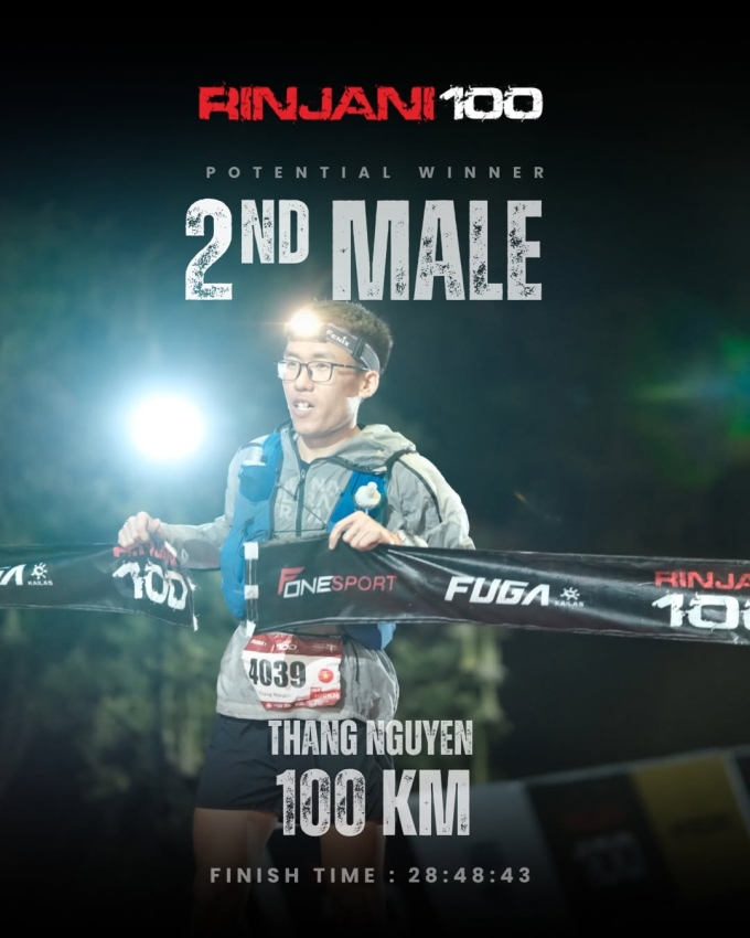 Nguyễn Thắng được chúc mừng trên Instagram của Rinjani 100 2025. Ảnh: Instagram / Official Rinjani100 Ultra