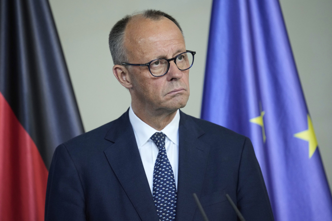 Thủ tướng Đức Friedrich Merz phát biểu tại Berlin ngày 14/5. Ảnh: AP
