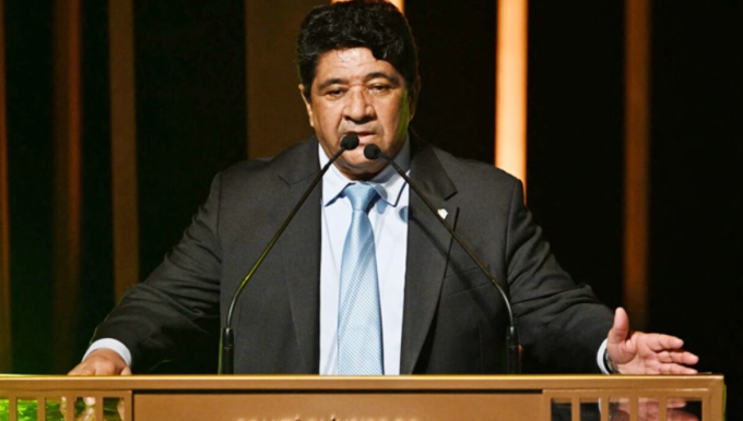 Ednaldo Rodrigues trong ngày tái đắc cử Chủ tịch Liên đoàn bóng đá Brazil (CBF) đến năm 2030. Ảnh: CBF