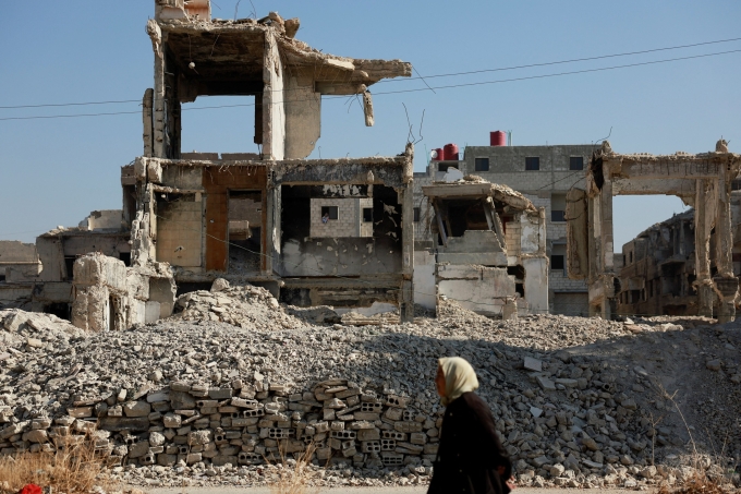 Những ngôi nhà bị phá hủy ở thủ đô Damascus, Syria, tháng 12/2024. Ảnh: Reuters