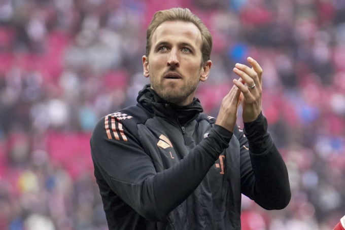 Harry Kane sau trận Bayern hòa Leipzig trên sân Red Bull, thành phố Leipzig, vùng Saxony, Đức, vòng 32 Bundesliga ngày 3/5/2025. Ảnh: AP