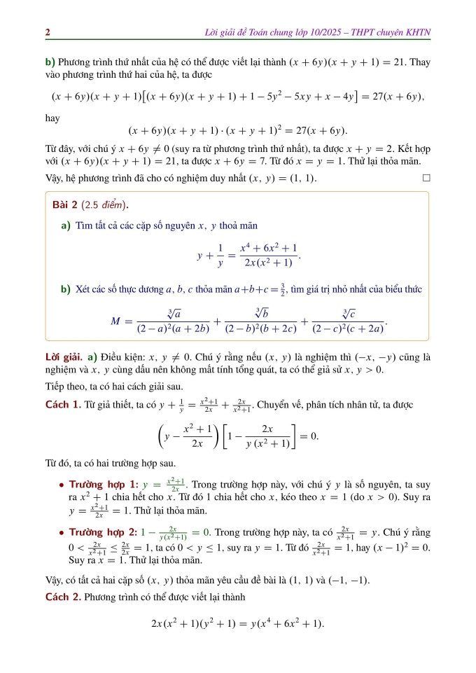 Lời giải đề Toán vòng 1 thi lớp 10 chuyên Khoa học Tự nhiên - 1