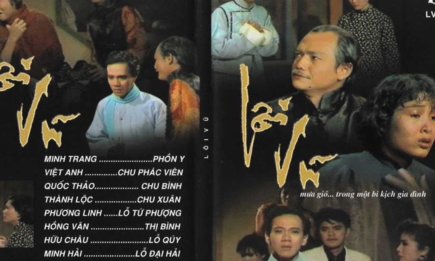 Nghệ sĩ Việt Anh (áo dài đen, cam) trong kịch 'Lôi vũ' đầu thập niên 1990
