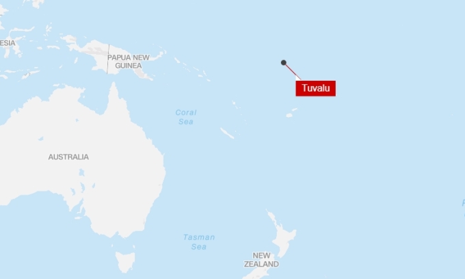 Vị trí của Tuvalu trên biển Thái Bình Dương.